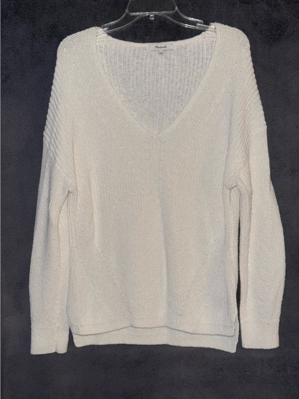 Madewell Cream V-Neck Knit Long Sleeve Sweater Size Large